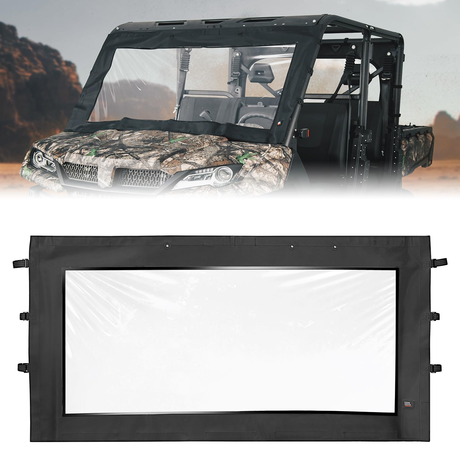 KEMIMOTO Rear Window Net Mesh For CFMOTO UFORCE 1000/XL 2019-2025 - Black