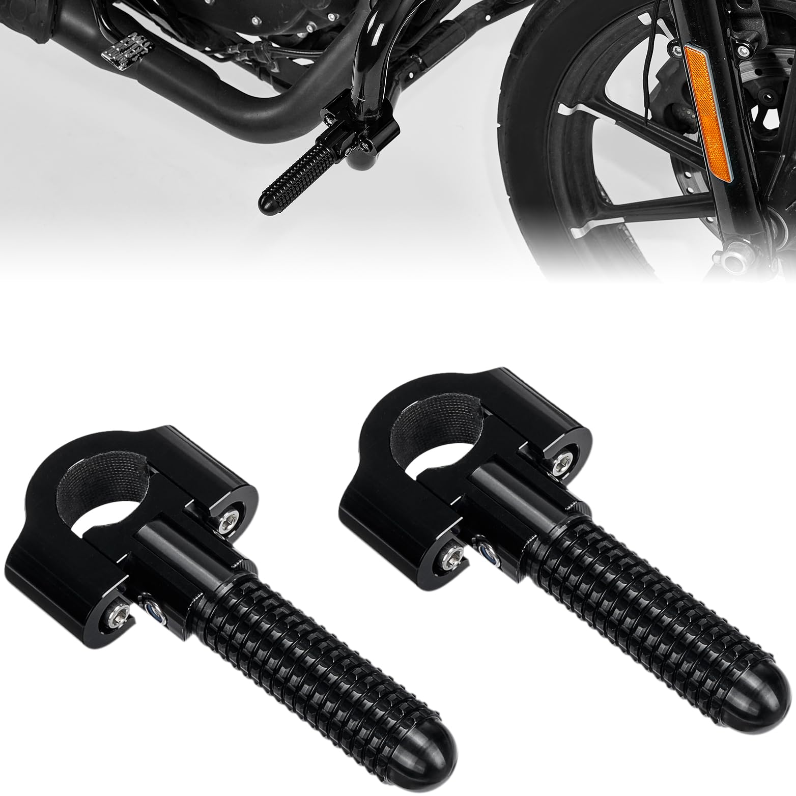 Universal Motorcycle U-Clamp Foot Pegs For 1" To 1-1/4" Engine Crash Bars