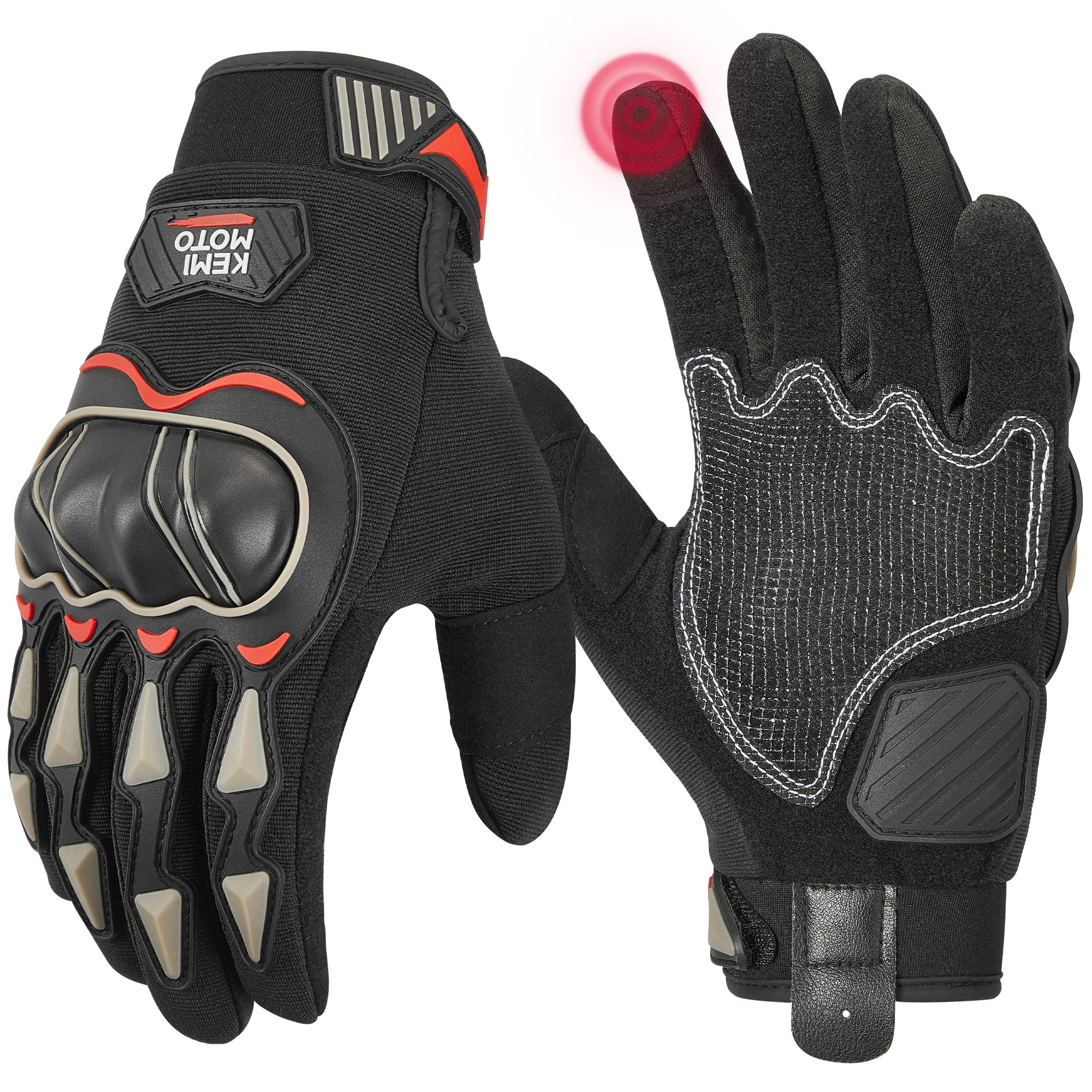 KEMIMOTO 2KP Guantes Moto Hombre, Guantes de Moto Verano con Protección en  los Nudillos, Pantalla Táctil, Guantes Deportivos Transpirables para Moto