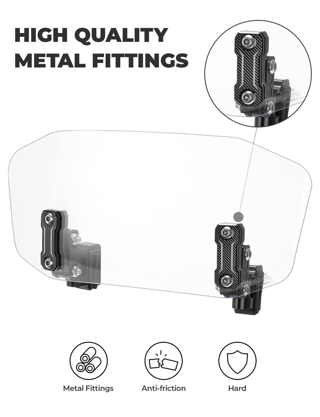 Motorcycle Universal Adjustable Windshield - Kemimoto