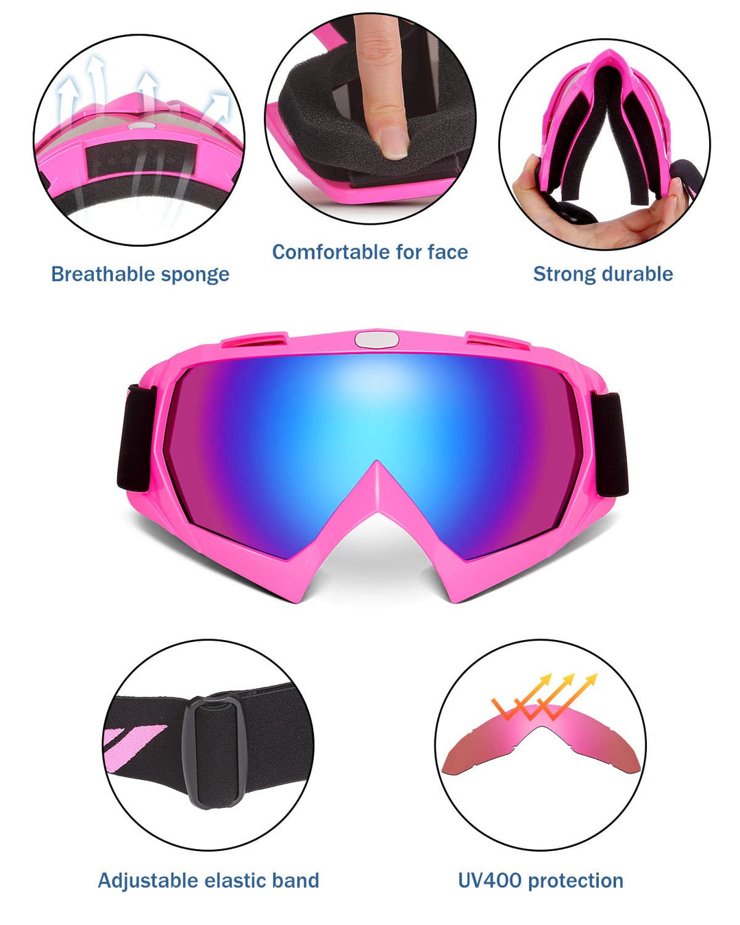 ATV Motorcycles Rose Riding Goggles - Kemimoto