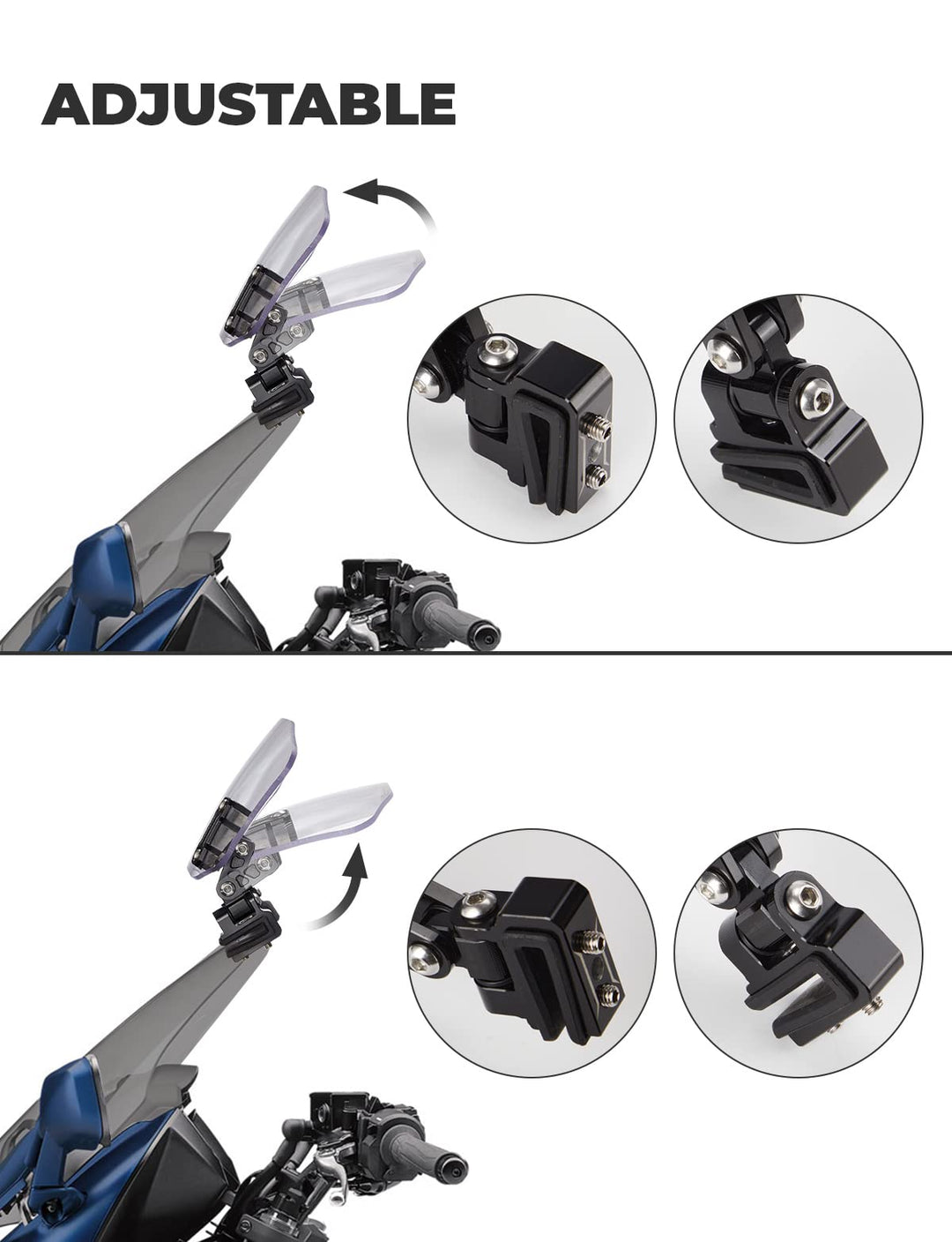 Motorcycle Universal Adjustable Windshield - Kemimoto