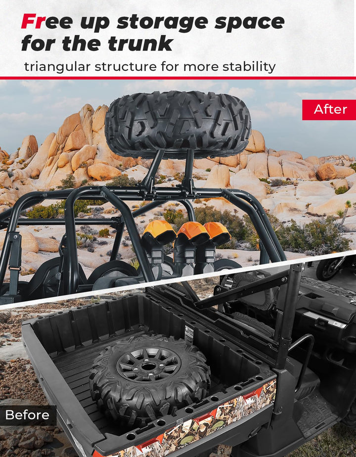 UTV Universial Spare Tire Carrier For 1.5''-2'' Roll Cage - Kemimoto