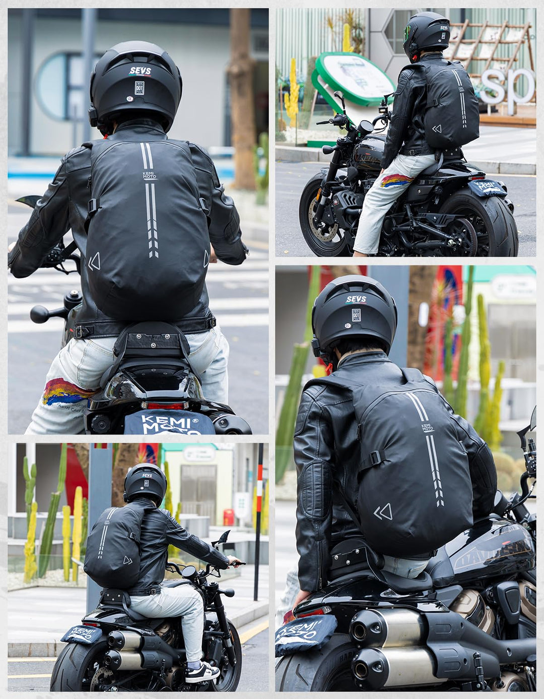 Motorcycle Backpack, 40L Waterproof Helmet Bag - Kemimoto