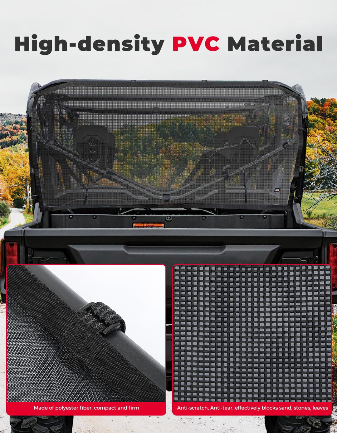UTV Soft Rear Window Net For Pioneer 1000-6 - Kemimoto