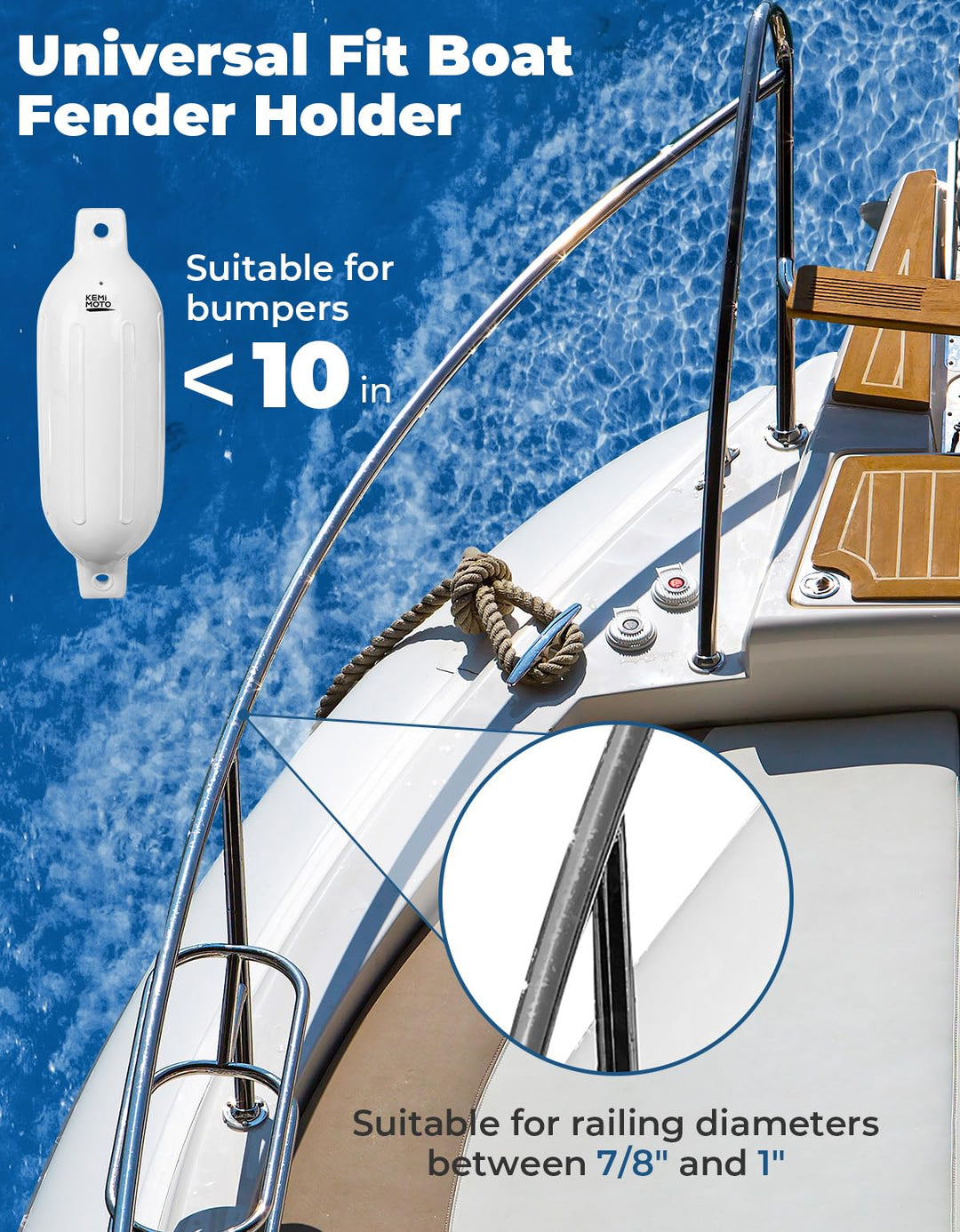 Durable Boat Fender Holders for Boat Bumper Below 10 Inches - Kemimoto