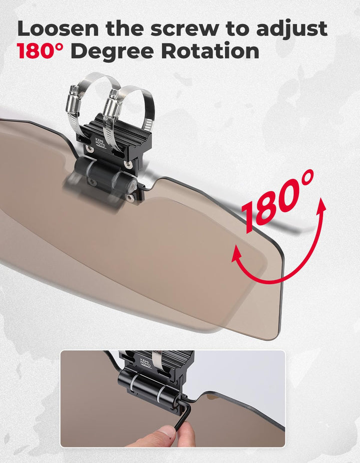 Oversized Upgraded UTV Sun Visor Mirror for 1.5”-2” Roll Bars - Kemimoto
