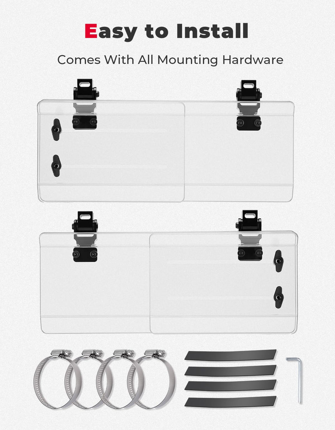 2PCS UTV Side Wind Deflectors For 1.5-2.2 inch Fit RZR, Maverick X3 - Kemimoto