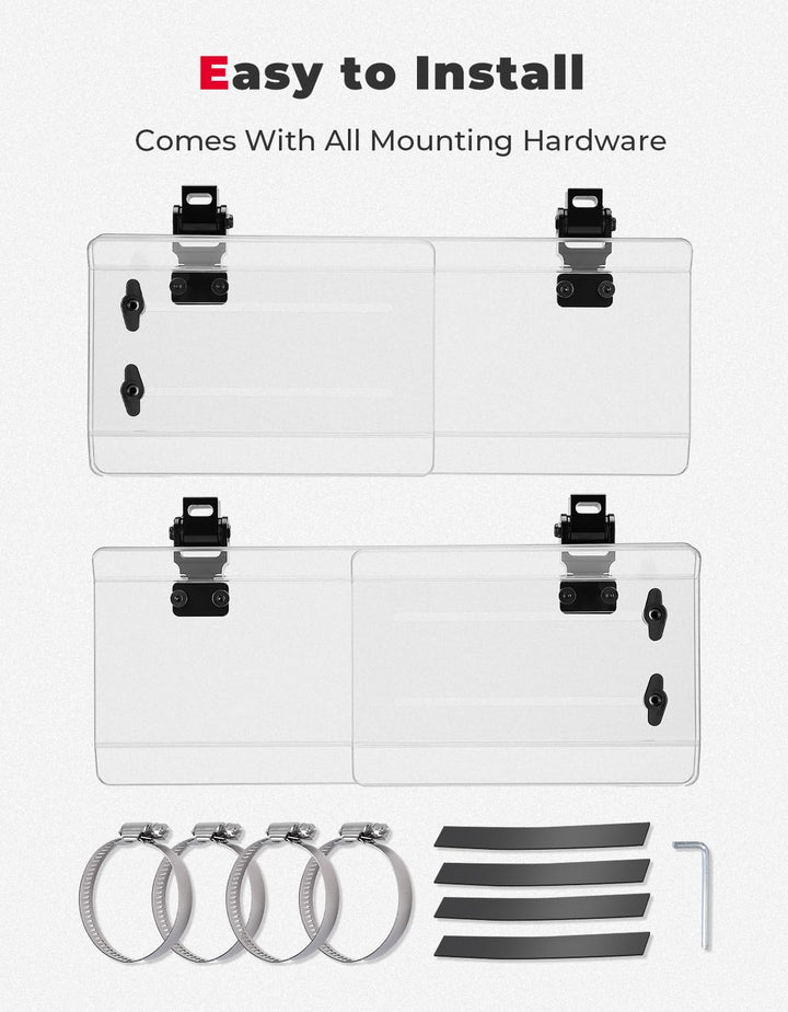 2PCS UTV Side Wind Deflectors For 1.5-2.2 inch Fit RZR, Maverick X3 - Kemimoto