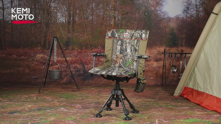 Heated Hunting Blind Chair 360 Degree Silent Swivel with 20000mAh Battery