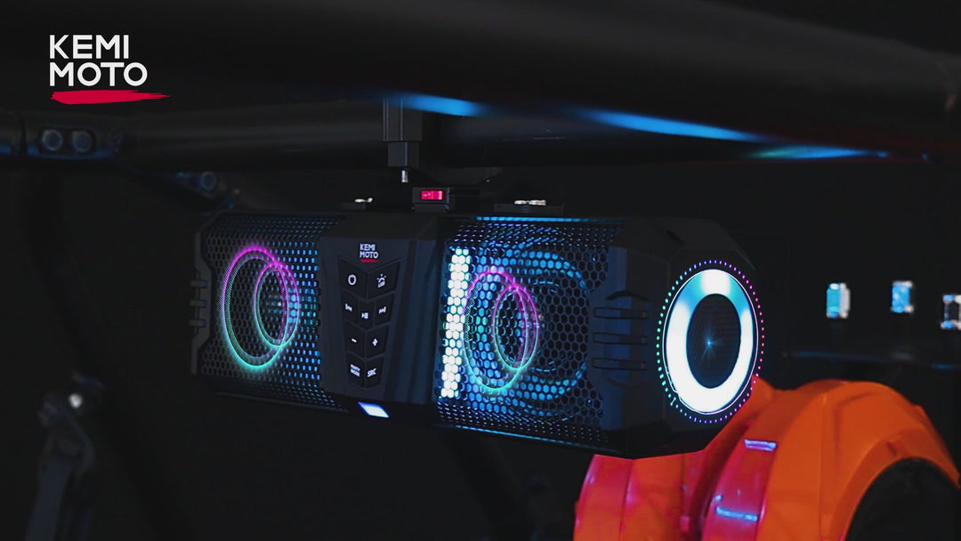 KEMIMOTO Midnight 40B 16'' 2-Speaker Louder RGB UTV Sound Bar (Built-in Battery)