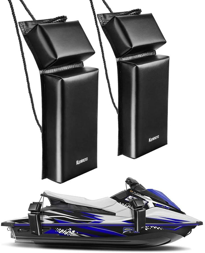 PWC Boat Fender Docking Protection Kit for Seadoo Jet Ski Waverunner, Upgrade Size 18"x6.5"x2.4", with 2 Ropes - KEMIMOTO