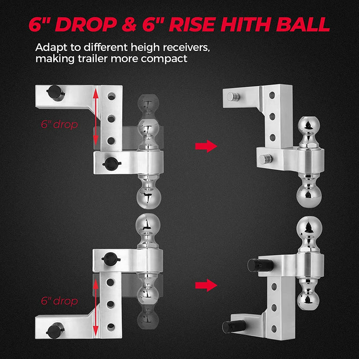 Adjustable Trailer Hitch Ball Mount for UTV ATV Trucks Cars - Kemimoto