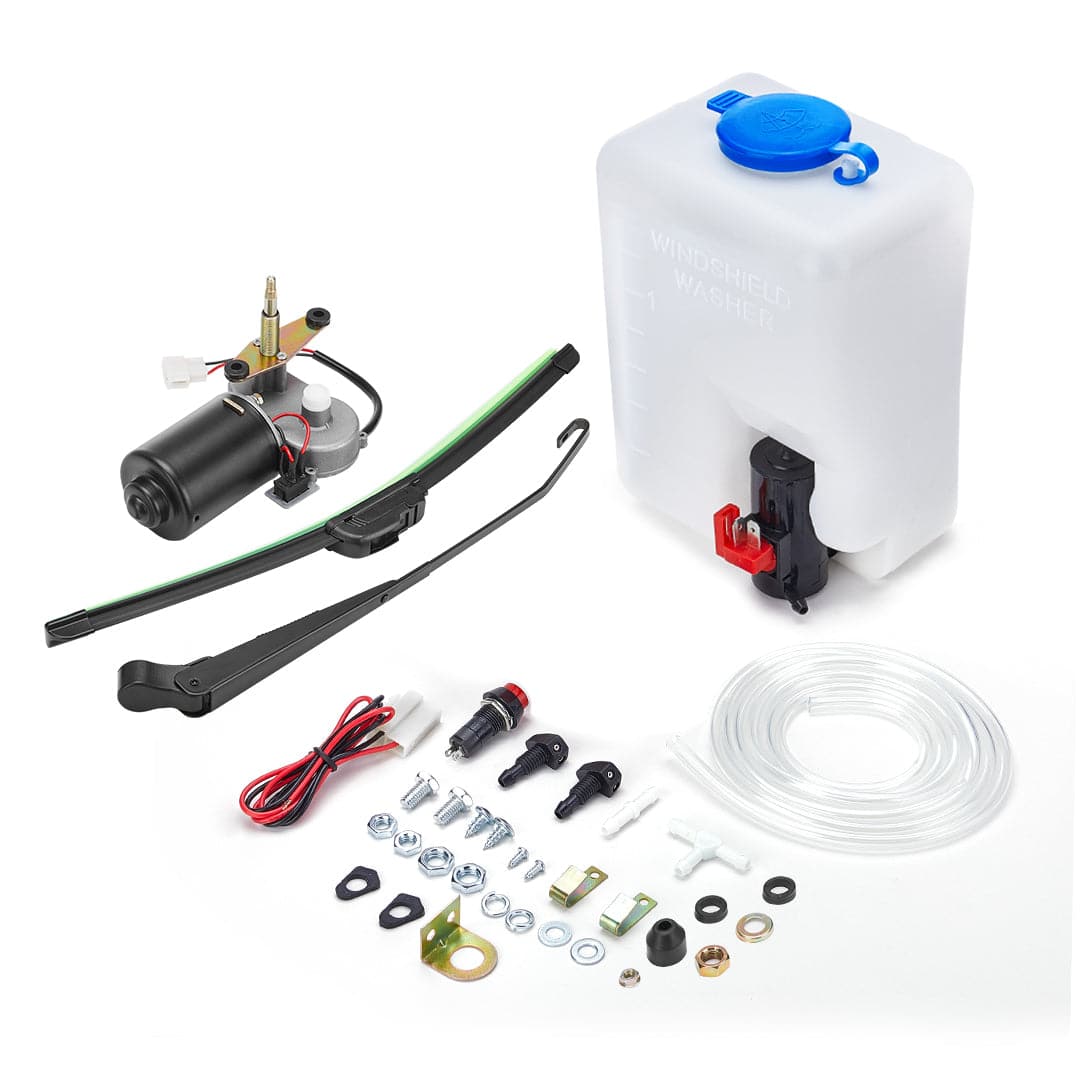 Kemimoto Universal 12V Windshield Washer Bottle Tank Pump Wiper System Reservoir Kit for Polaris RZR Ranger General