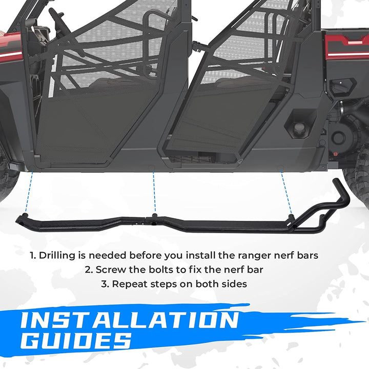 Ranger Nerf Bars Rock Sliders fit 2019+ Ranger Crew XP 1000 - Kemimoto