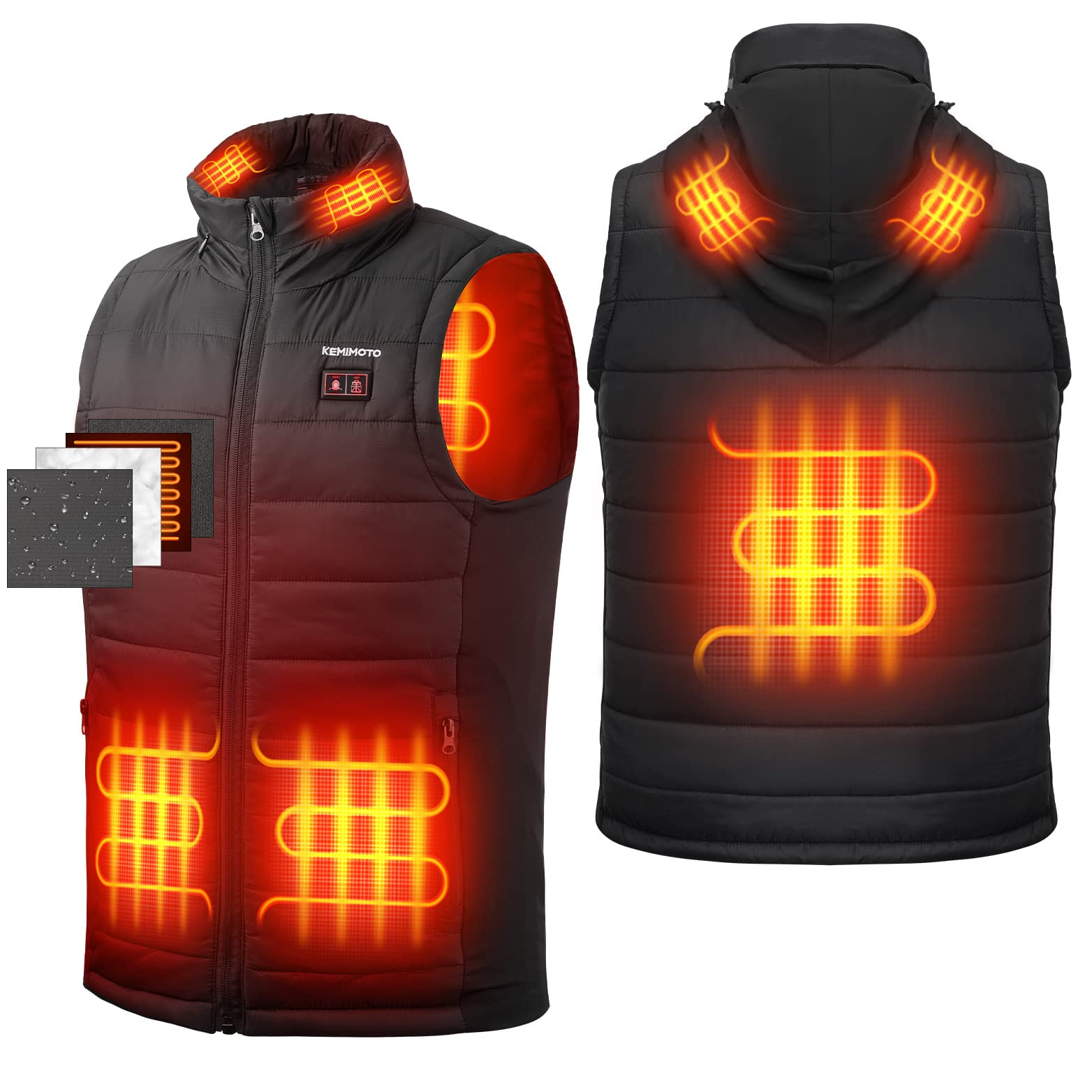 Kemimoto Men's Heated Vest with Hood - Main Image