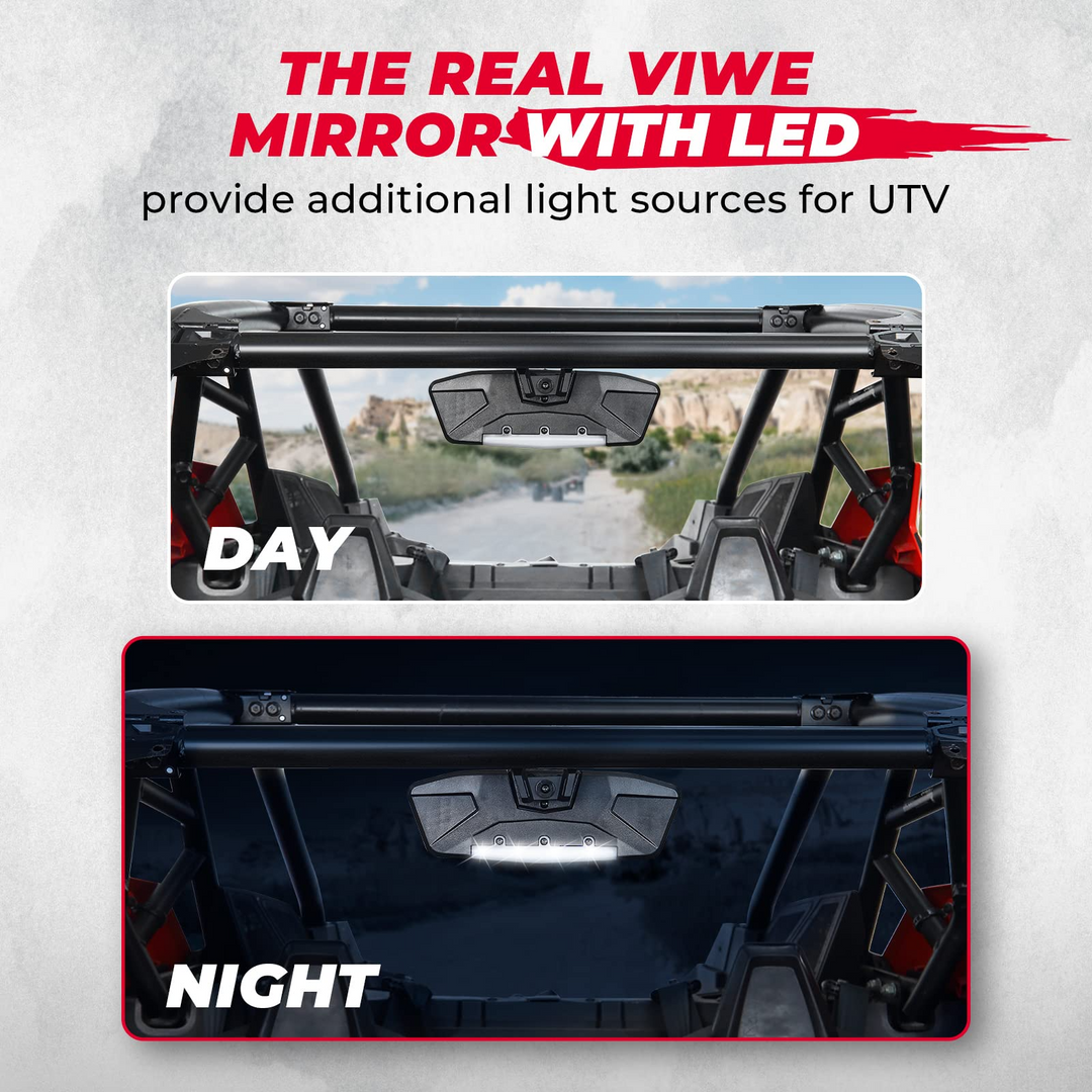 Aluminum Rear View Mirror with Light Fit Polaris RZR 2022-2023 - Kemimoto