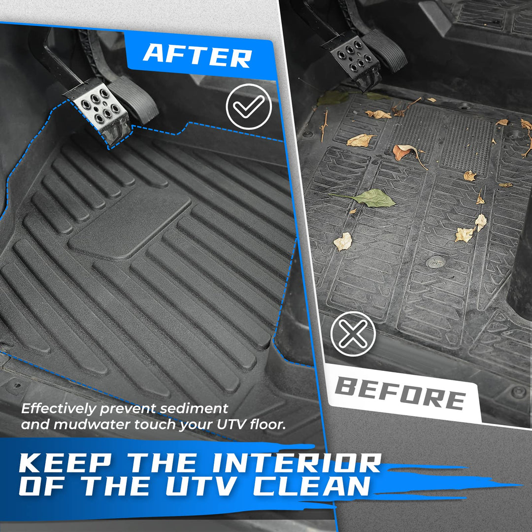 Floor Mats Fit Polaris Ranger Crew XP 1000 (2019-2023) - Kemimoto