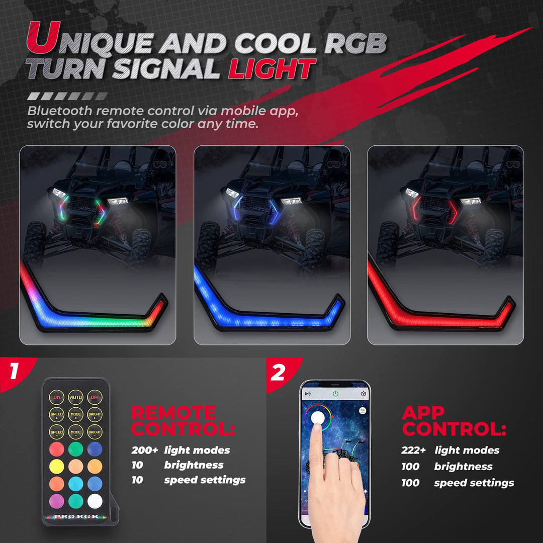 RGB Turn Signal Lights Fit Polaris RZR XP 1000 Turbo (2019-2022) - Kemimoto