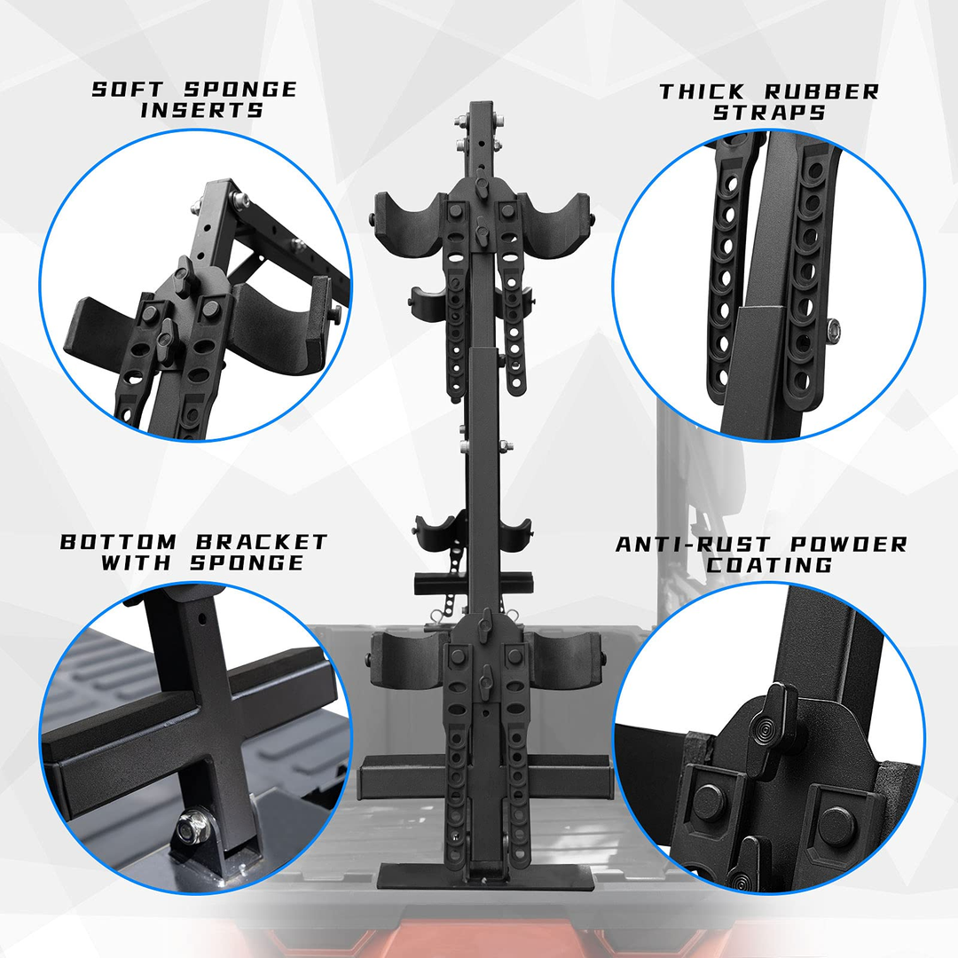 UTV Sporting Clays Shotgun Holders, Universal 4 Gun Bed Rack - Kemimoto
