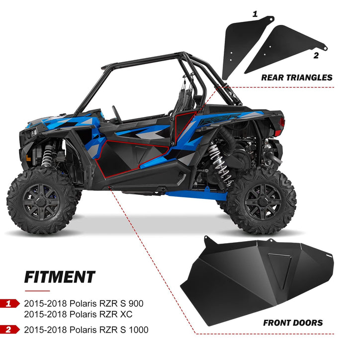 Lower Door Panel Inserts, 60" Aluminum Bottom Doors Fit Polaris RZR 2015-2023 - Kemimoto