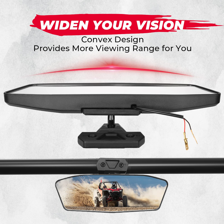 Aluminum Rear View Mirror with Light Fit Polaris RZR 2022-2023 - Kemimoto