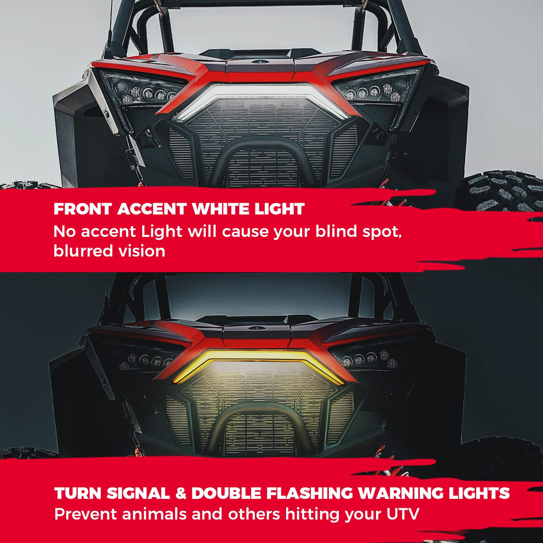 Turn Signal Light, LED Center Grill Fang Light Fit Polaris RZR PRO XP (2020 - 2023) - Kemimoto