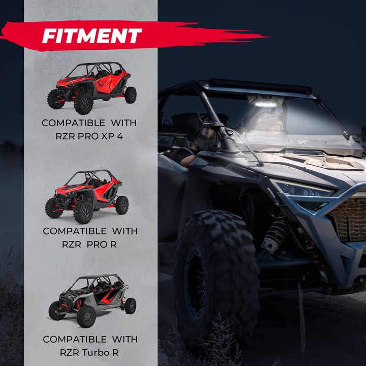 Aluminum Rear View Mirror with Light Fit Polaris RZR 2022-2023 - Kemimoto