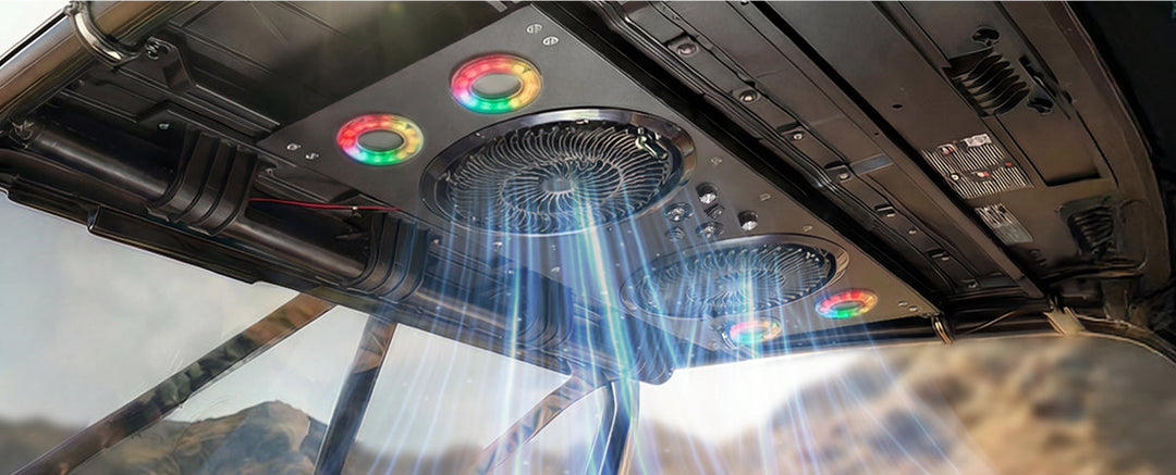 UTV roof fan with RGB lights