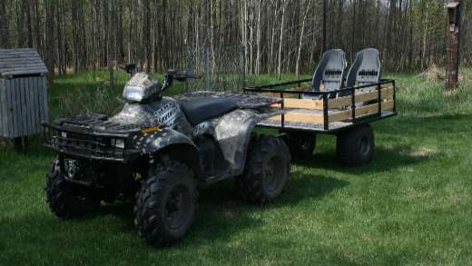 A Polaris Sportsman parked on the grass-1