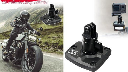 A man riding a motorcycle and a Kemimoto GoPro motorcycle handlebar mount-1