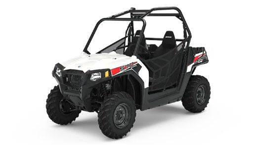 A white Polaris RZR 570