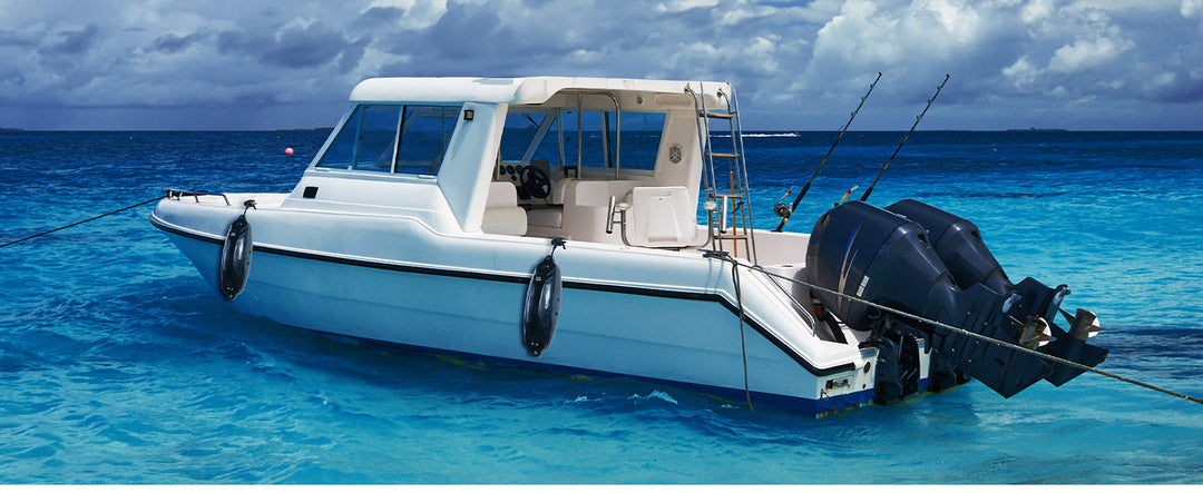 fishing boat with fenders on the sea