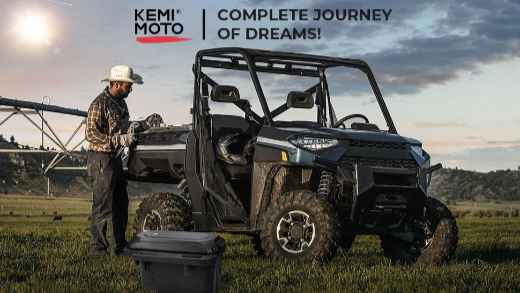 Kemimoto Storage Box For Polaris Ranger on the grass