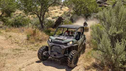 Riding Can-am Commander and ATV on a dirt road-1