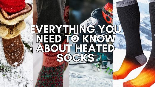 Walking and skiing on the snow wearing heated socks and Kemimoto’s heated socks