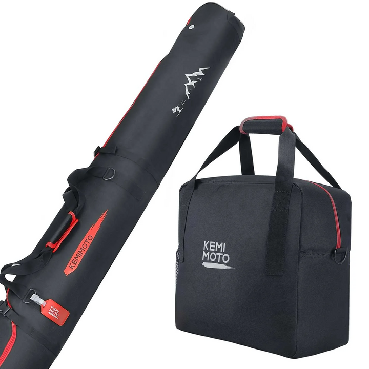 Ski Bag & Boot Bag Combo Fit Skis Up to 200cm - Kemimoto