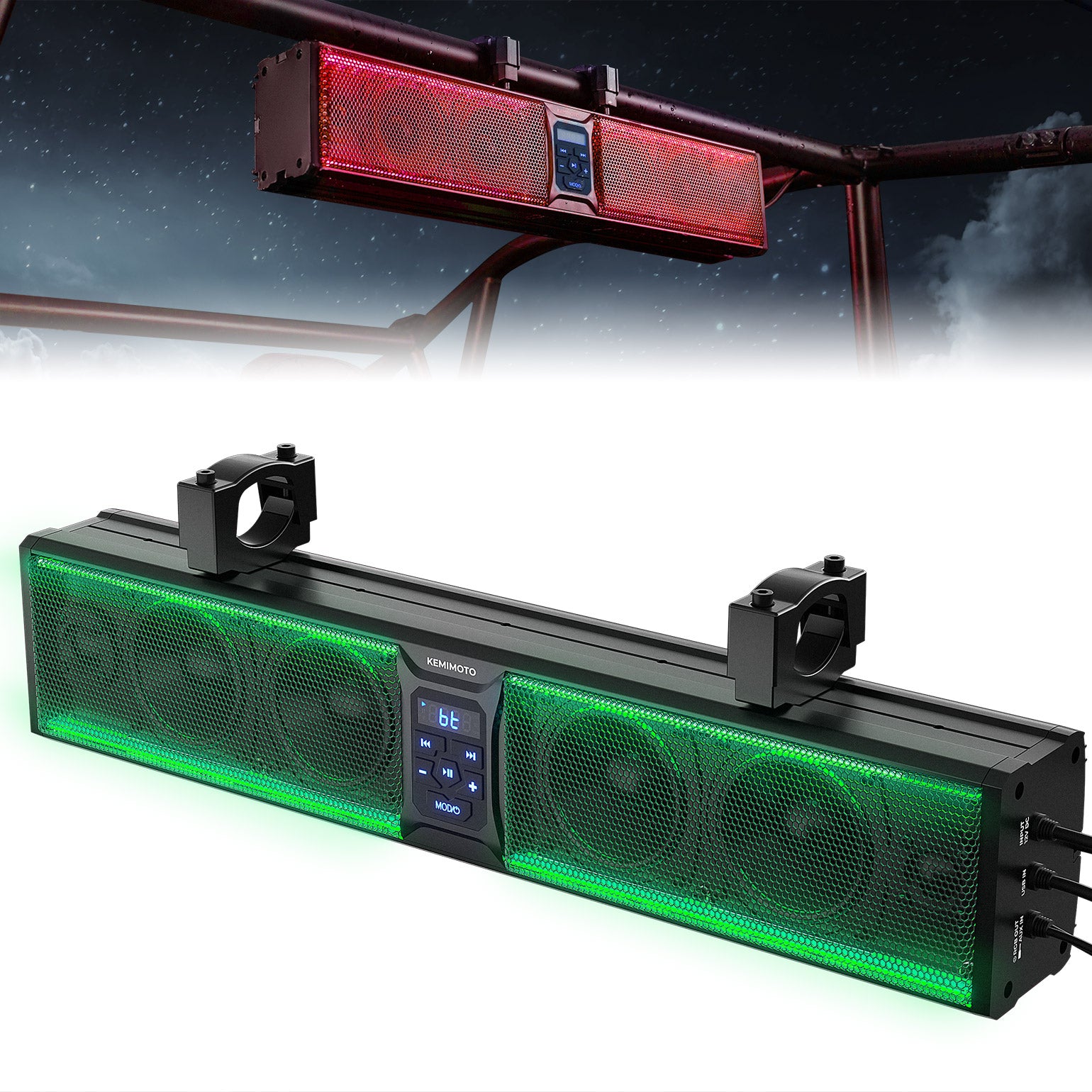 26 Inch UTV Sound Bar w/ MUSIC SYNC RGB Multicolor Lights - Kemimoto