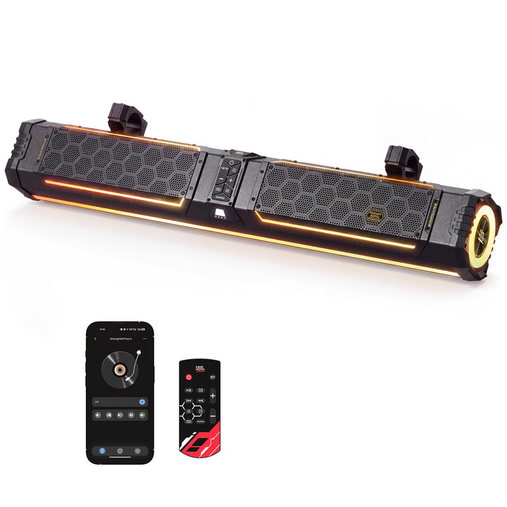 Barra de sonido UTV KEMIMOTO Midnight 80 Gen2 para Can-Am Polaris, potencia máxima de 680W, resistente al agua IP66 y cuatro radiadores pasivos