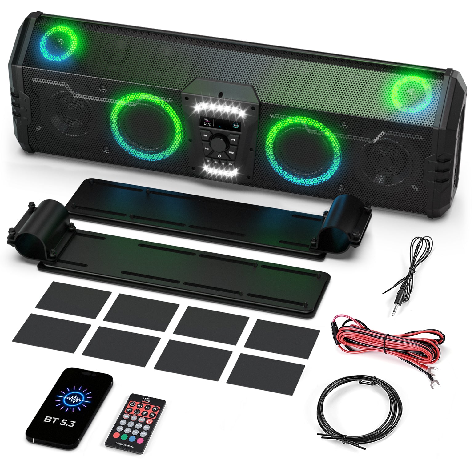 Midnight 90 Roof 34 Inch Soundbar For Can-Am Polaris UTV Bluetooth Speaker Fits 1.45–2