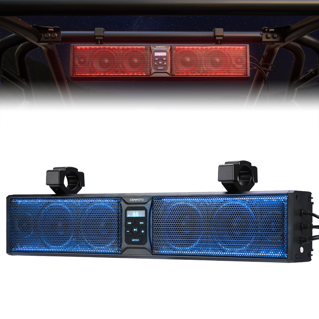 6 Speaker 26 Inch RGB Universal Sound Bar For 1.75''-2.25'' Roll Bar - Kemimoto
