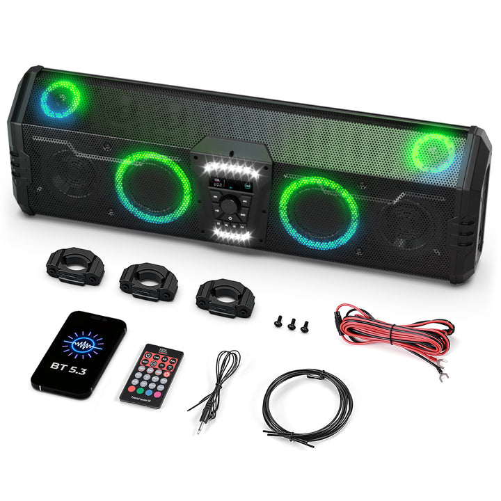 UTV Bluetooth Sound Bar 10 Speakers RGB Lights IP66 Waterproof Dustproof