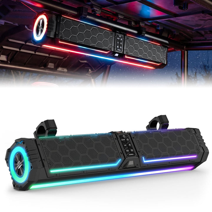 Midnight 70 Gen2 Soundbar For Can am Plorias 340W Peak Power, IP66 Waterproof & Dual Passive Radiators