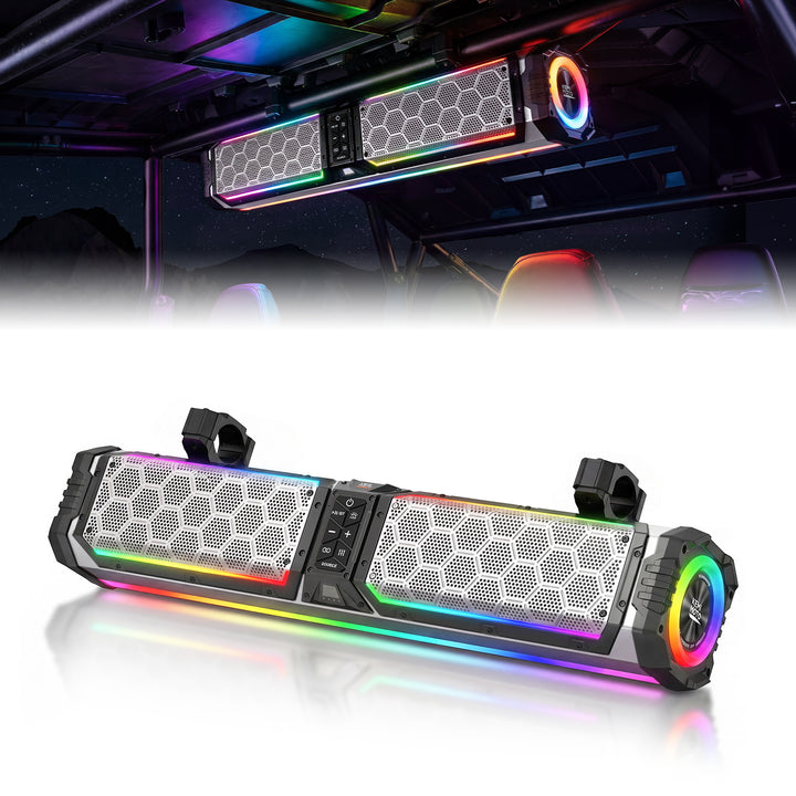 KEMIMOTO Midnight S70 Gen2 UTV Soundbar For Can am Polaris 680W Max Power, IP66 Waterproof & Quad Passive Radiators