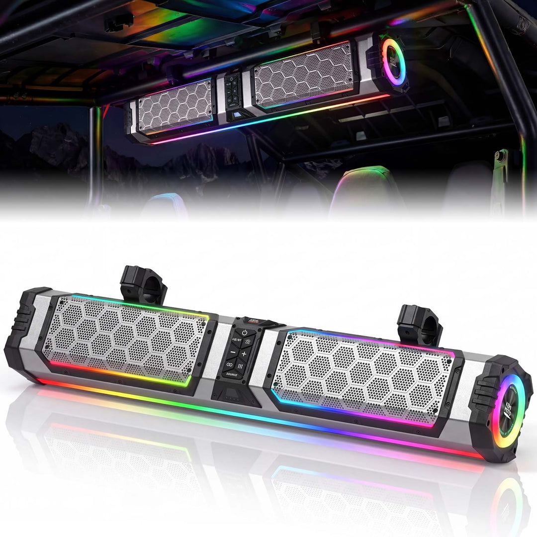 KKEMIMOTO Midnight 80 Gen2 UTV Soundbar For Can am Polaris 680W Max Power, IP66 Waterproof & Quad Passive Radiators