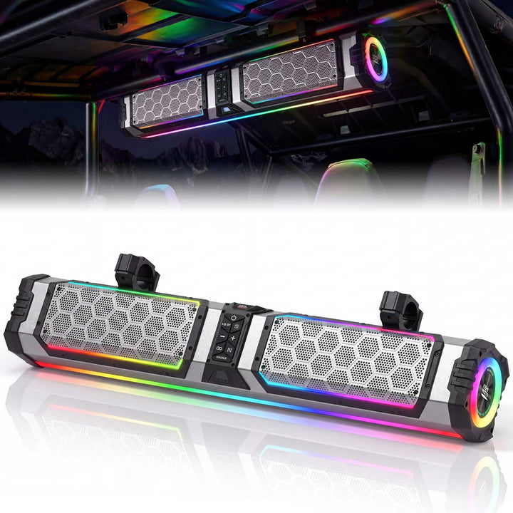 KKEMIMOTO Midnight 80 Gen2 UTV Soundbar For Can am Polaris 680W Max Power, IP66 Waterproof & Quad Passive Radiators