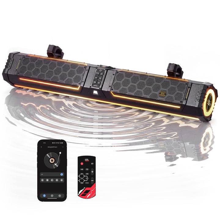 Barra de sonido UTV KEMIMOTO Midnight 80 Gen2 para Can-Am Polaris, potencia máxima de 680W, resistente al agua IP66 y cuatro radiadores pasivos