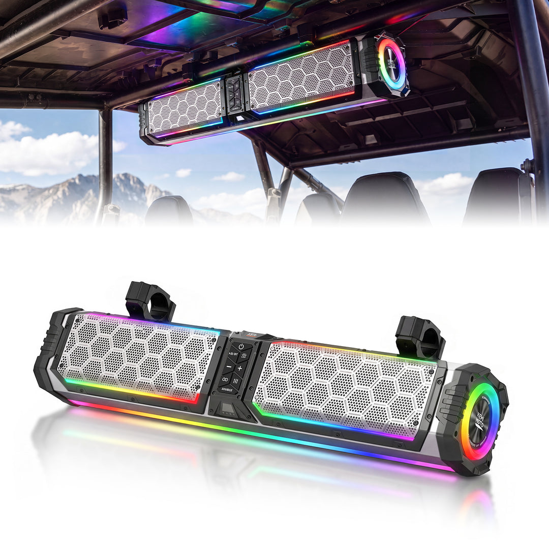 KEMIMOTO Midnight S70 Gen2 UTV Soundbar For Can am Polaris 680W Max Power, IP66 Waterproof & Quad Passive Radiators