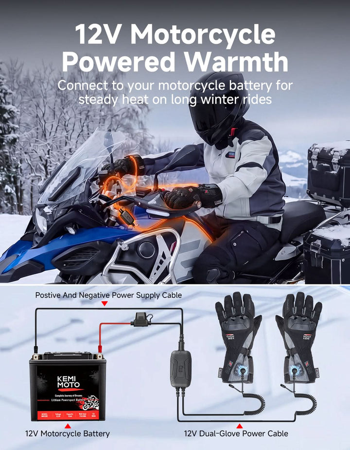 Waterproof Protection Dual-Zone Heated ADV Riding Gloves