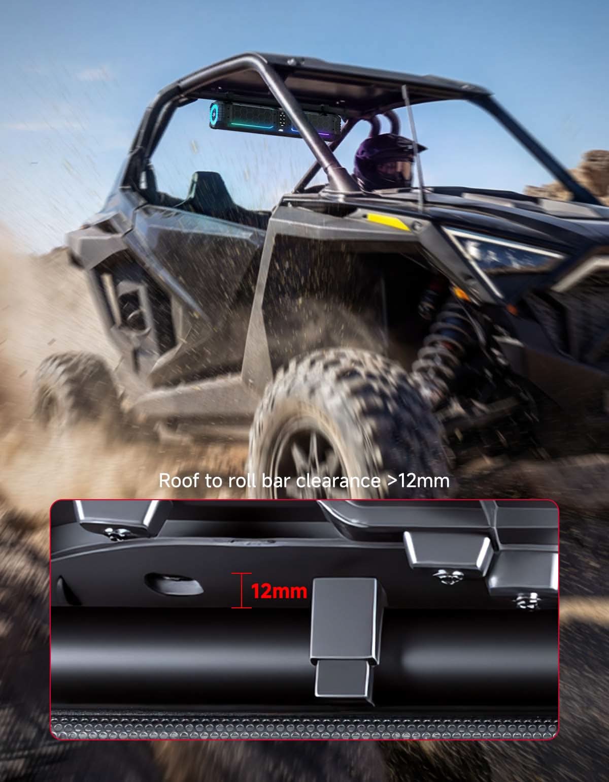 Kemimoto Midnight 70 Lite Gen2 28-inch 8 Speaker UTV Sound Bar Polymer